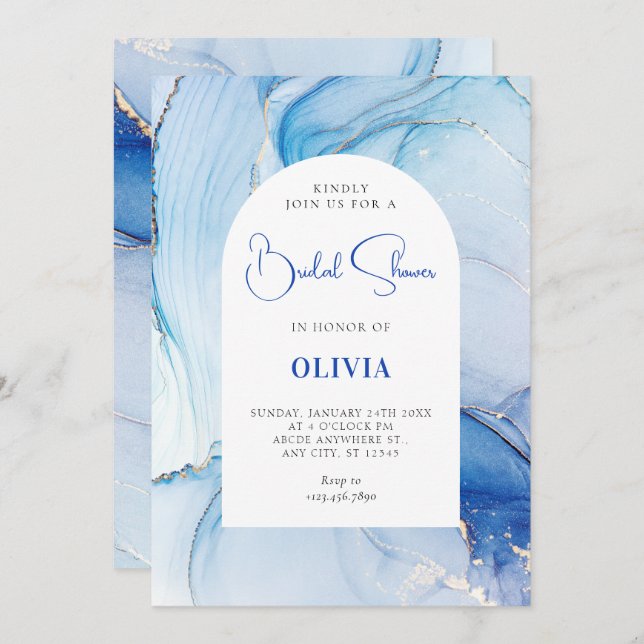 Blue Marble abstract  Invitation (Front/Back)