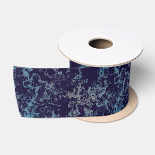 Blue Marble abstract Satin Ribbon