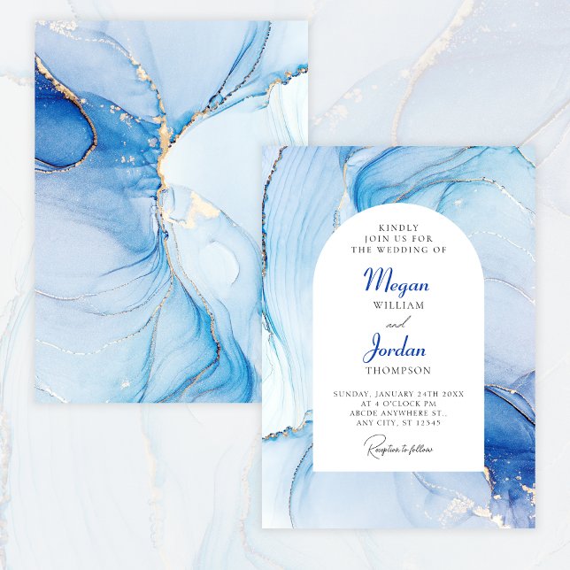 Blue Marble abstract wedding Invitation (Creator Uploaded)