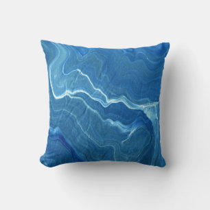 Blue Marble Agate Abstraction Cushion