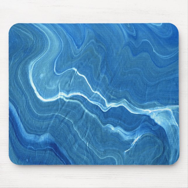Blue Marble Agate Abstraction Mouse Pad (Front)