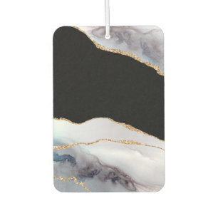 Blue Marble Agate Black Golden Glitter Accents Car Air Freshener