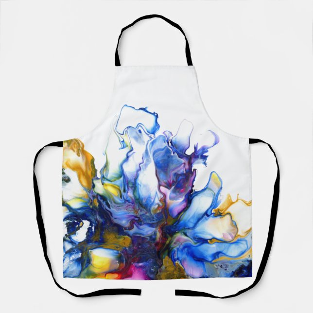 Blue Marble Agate Fluid Art Apron (Front)
