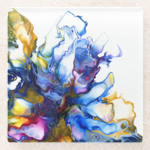 Blue Marble Agate Fluid Art Glass Coaster