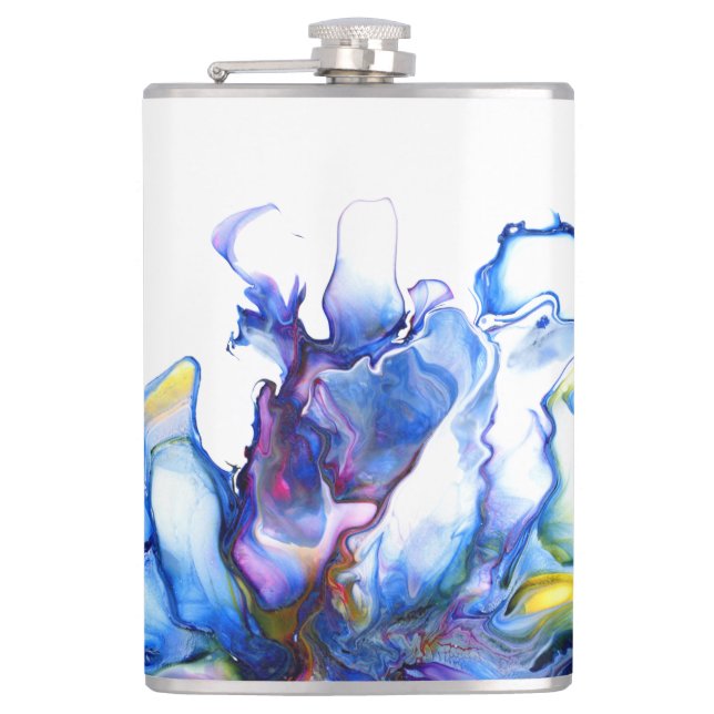 Blue Marble Agate Fluid Art Hip Flask (Front)