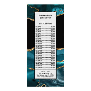 Blue Marble Agate Glamorous Black Golden Glitters Rack Card