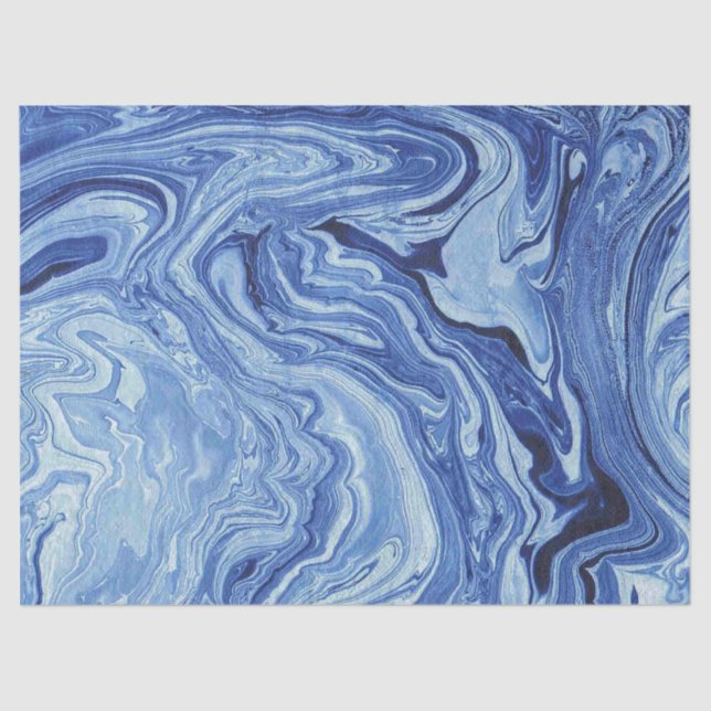 Blue Marble Agate Swirl Stone Gift Wrap Tissue Paper (Front)