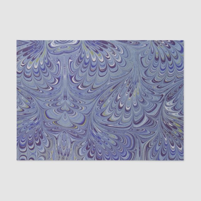 Blue Marble Agate Swirl Stone Peacock Gift Tissue Paper (Front)