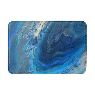 Blue Marble Agate Texture Fluid Art Bath Mat