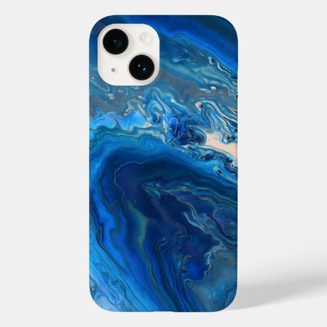 Blue Marble Agate Texture Fluid Art Case-Mate iPhone Case (Back)