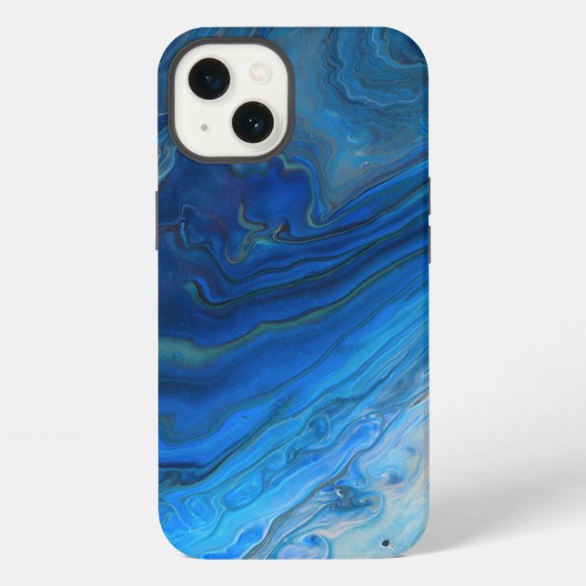Blue Marble Agate Texture Fluid Art  iPhone Case (Back)