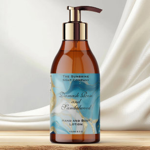 Blue Marble and Gold Foil Cosmetics Bottle Label