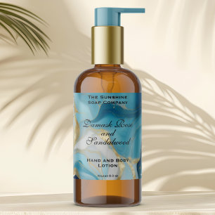 Blue Marble and Gold Foil Cosmetics Bottle Label