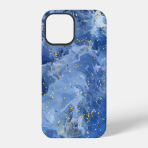 Blue marble and gold texture iPhone 12 case