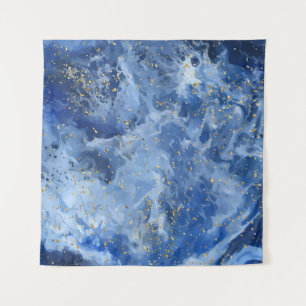Blue marble and gold texture tapestry