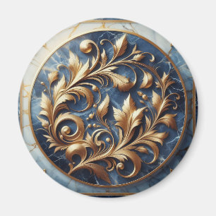 Blue Marble And Gold Trim Magnet
