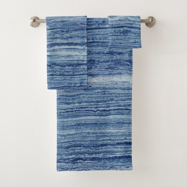 Blue Marble Bath Towel Set (Insitu)