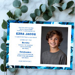 Blue Marble Custom PHOTO Bar Bat Mitzvah<br><div class="desc">Perfect card to announce a bat mitzvah, bar mitzvah or other Jewish celebration! Hand made abstract art for you on the front and back side! FULLY CUSTOMIZABLE! Click on “Personalise” above to edit the text and add your own photo. Click "edit using design tool" to adjust the fonts, colours and...</div>