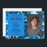 Blue Marble Custom PHOTO Bar Bat Mitzvah Invitation<br><div class="desc">Perfect card to announce a bat mitzvah, bar mitzvah or other Jewish celebration! Hand made abstract art for you on the front and back side! FULLY CUSTOMIZABLE! Click on “Personalise” above to edit the text and add your own photo. Click "edit using design tool" to adjust the fonts, colours and...</div>