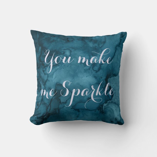 Blue Marble Decorative Pillow . (Front)