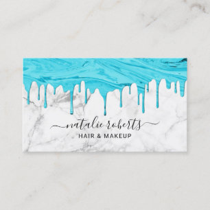 Blue Marble Drips Makeup Artist & Hair Stylist Business Card