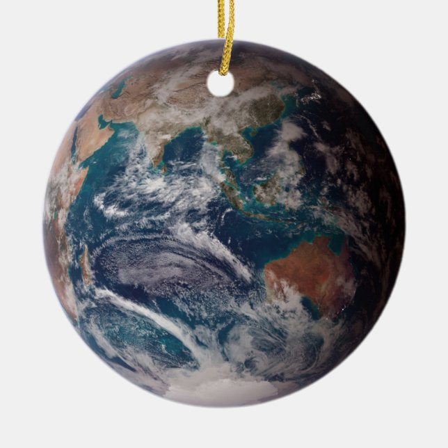 Blue Marble Earth (Eastern Hemisphere) Ceramic Tree Decoration (Front)