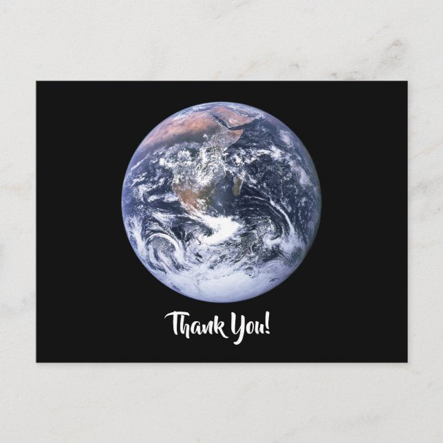 Blue Marble Earth Thank You Postcard (Front)