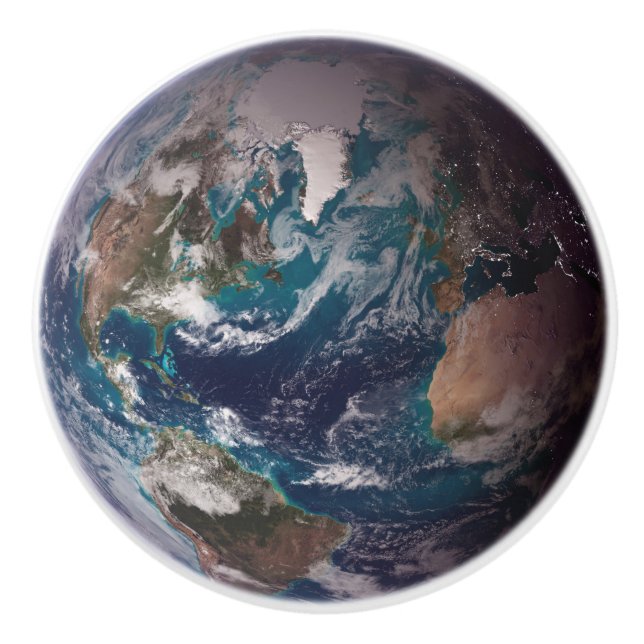 Blue Marble Earth (Western Hemisphere) Ceramic Knob (Front)