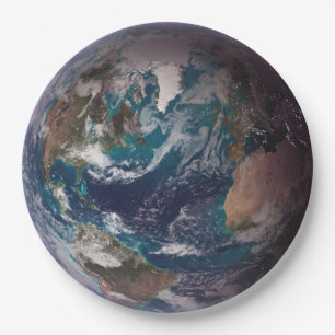 Blue Marble Earth (Western Hemisphere) Paper Plate