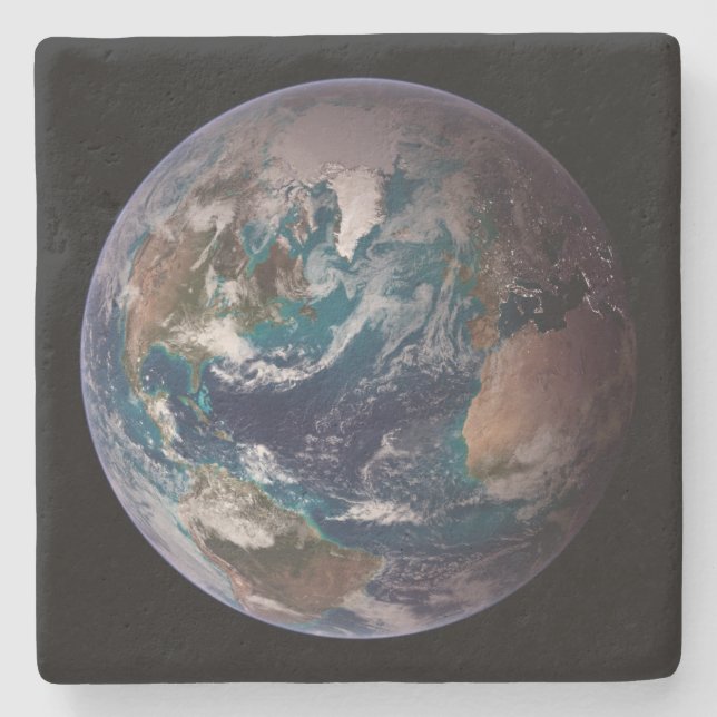 Blue Marble Earth (Western Hemisphere) Stone Coaster (Front)