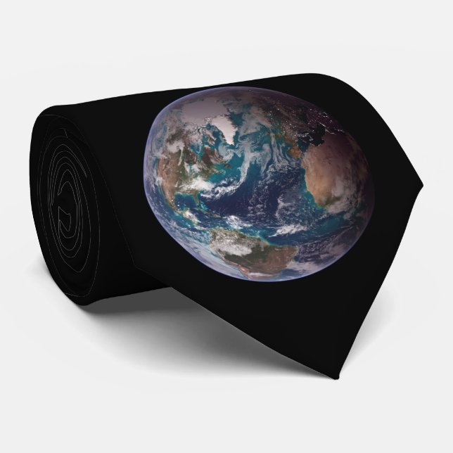 Blue Marble Earth (Western Hemisphere) Tie (Rolled)