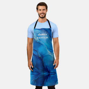 Blue Marble Effect Elegant Style   Apron