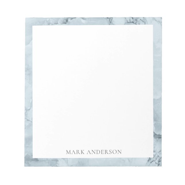 blue marble elegant monogram notepad (Front)