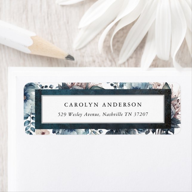 Blue Marble Elegant Wedding Return Address Label (Insitu)