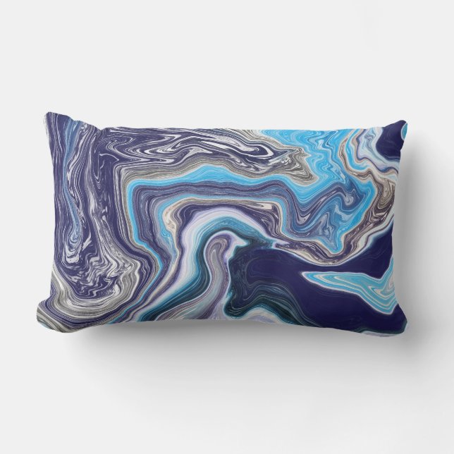 Blue Marble Fluid Art   Lumbar Cushion (Front)