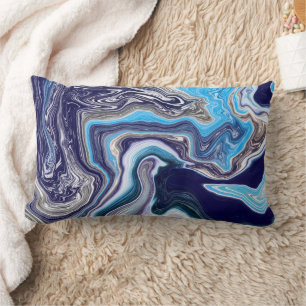 Blue Marble Fluid Art Lumbar Cushion