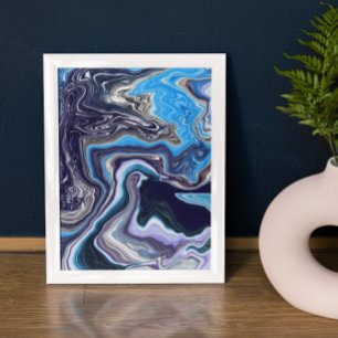 Blue Marble Fluid Art Poster
