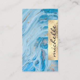 Blue Marble   Gold Foil Shimmer Business Card