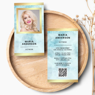 Blue Marble Gold Model Actress Headshot Photo Business Card