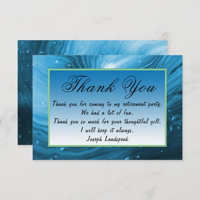 Blue Marble Happy Retirement Thank You Note Card (Front/Back)