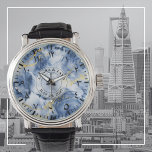 Blue Marble Men’s Watch with Arabic Numerals<br><div class="desc">Blue Marble Men’s Watch with Arabic Numerals – Custom Leather Strap Timepiece – Groom, Anniversary, Holidays or Eid Gift. ✨ Celebrate timeless style with this Blue Watercolor Marble Men’s Watch, featuring a black leather strap, vintage alloy case, and a marbled dial accented by elegant Arabic numerals. A beautifully personalised timepiece...</div>
