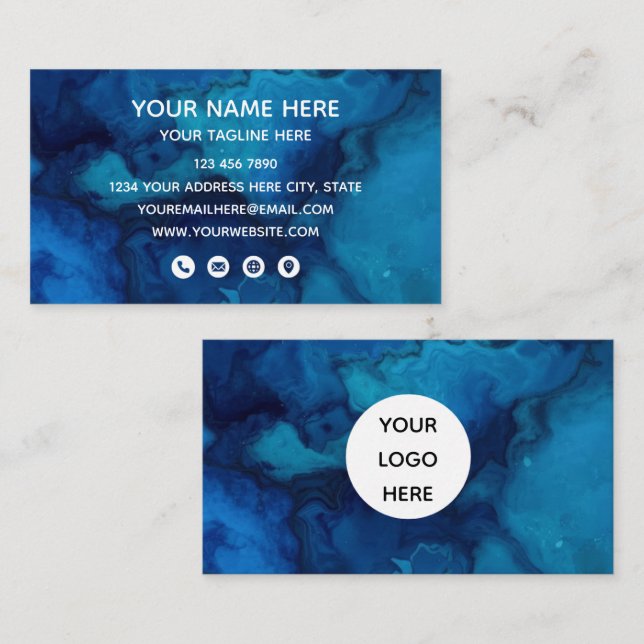 Blue Marble Modern Business Card (Front/Back)