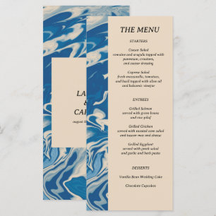 Blue Marble Modern Coastal Wedding Menu