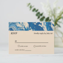 Blue Marble Modern Coastal Wedding RSVP Card