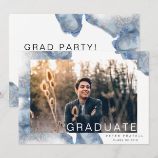 Blue Marble Ombre Graduation Announcement