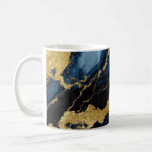 Blue Marble Pattern with Gold Coffee Mug