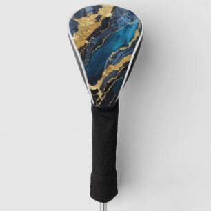Blue Marble Pattern with Gold Golf Head Cover