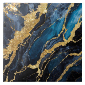 Blue Marble Pattern with Gold Tile