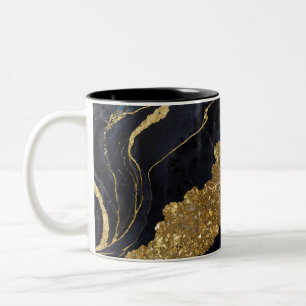 Blue Marble Pattern with Gold Two-Tone Coffee Mug