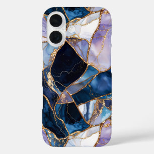 Blue Marble Phone Case Gold Abstract Luxury